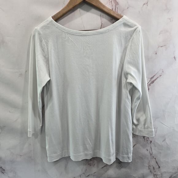 J Jill T Shirt Womens Small P White Perfect Pima Seamed Tee Quarter Sleeve - Picture 5 of 10